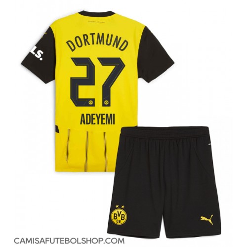 Camisa de time de futebol Borussia Dortmund Karim Adeyemi #27 Replicas 1º Equipamento Infantil 2024-25 Manga Curta (+ Calças curtas)